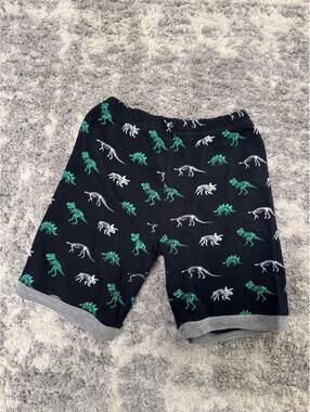 Benaive Boys Dinosaur Pajama Shorts Size 6 Black Green Cotton Sleepwear Kids